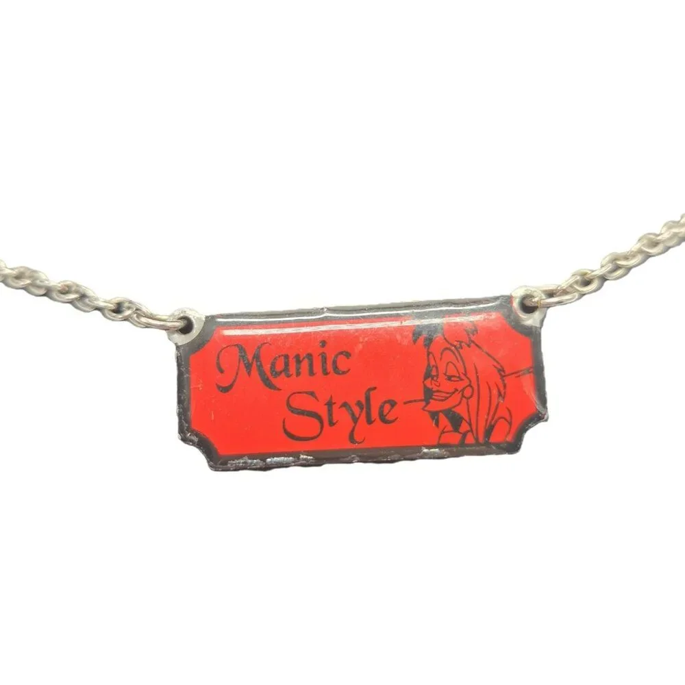 Disney Manic Style Crazy Chic Bar Pendant Necklace Cruella De Vil 101 Dalmatians - Picture 7 of 8